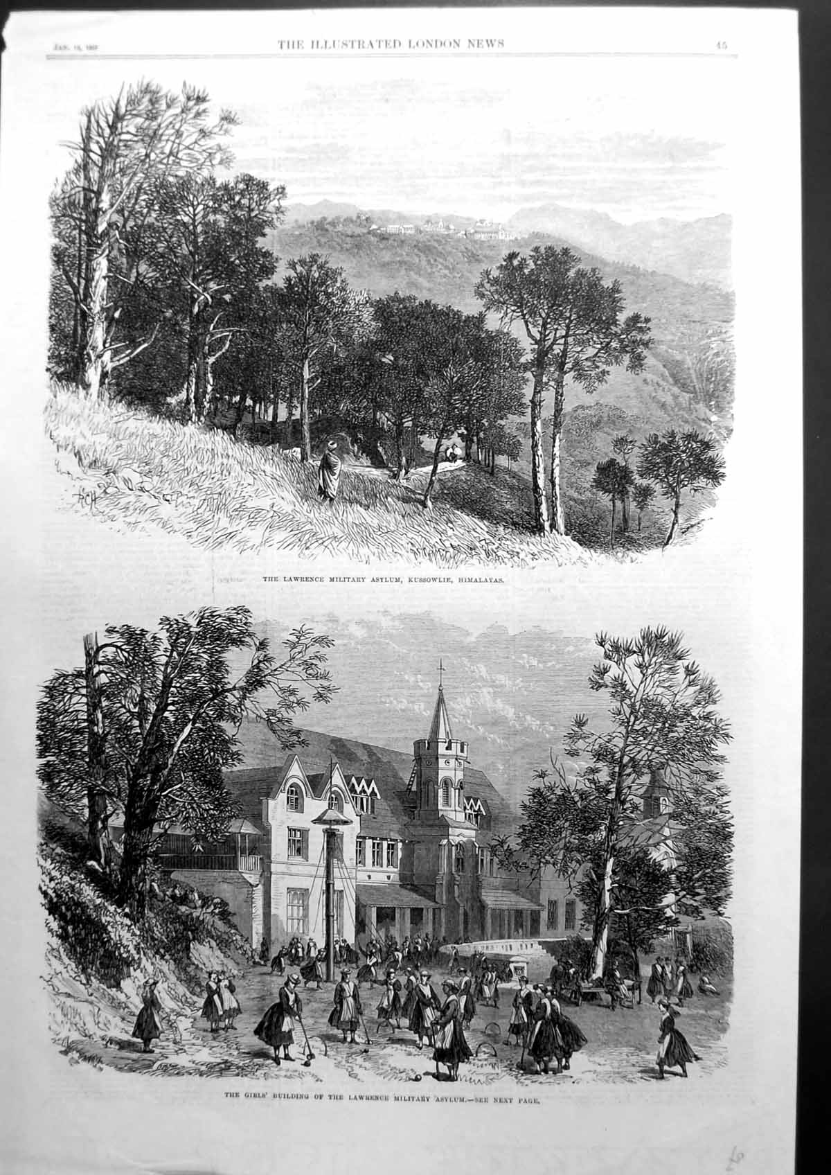 Old Lawrence Military Asylum Kussowlie Himalayas Giels Building 1867 Victorian