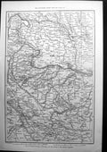 Antique Old Print Map Western Bulgaria With Sofia And The Danube Austria 1877