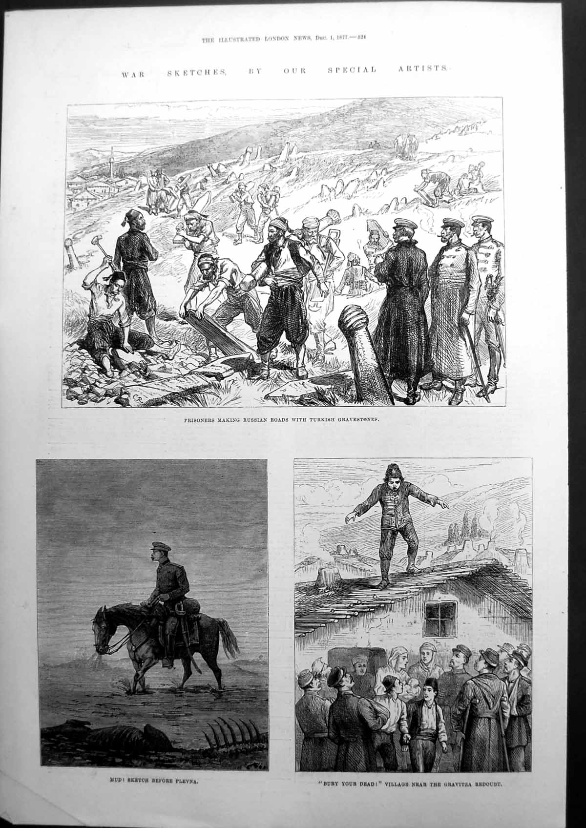 Old War Prisoners Making Russian Roads With Turkish Gravestones 1877 Victorian