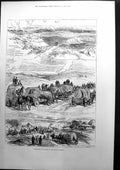 Antique Old Print Sketches The War Russian Batteries Turkish Earthworks 1877