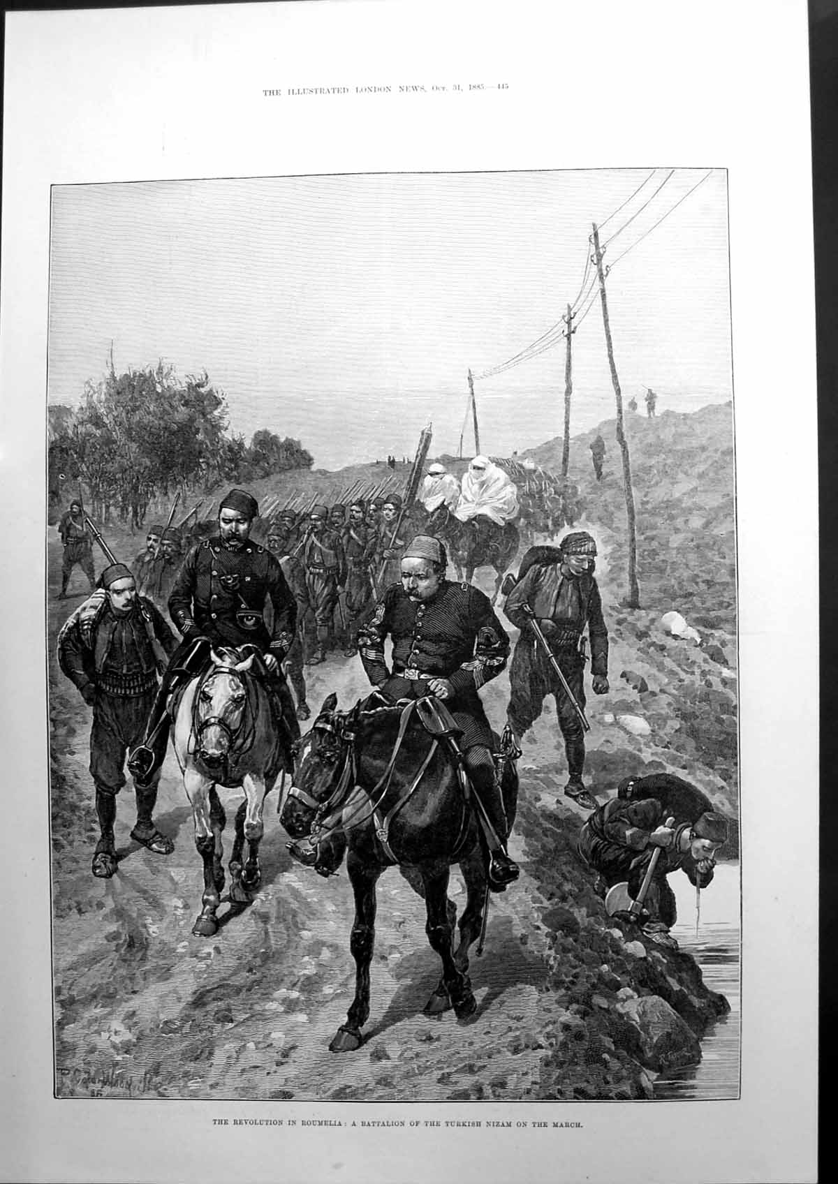 Antique Print Revolution In Roumelia Battalion Turkish Nizam On March 1885 19th