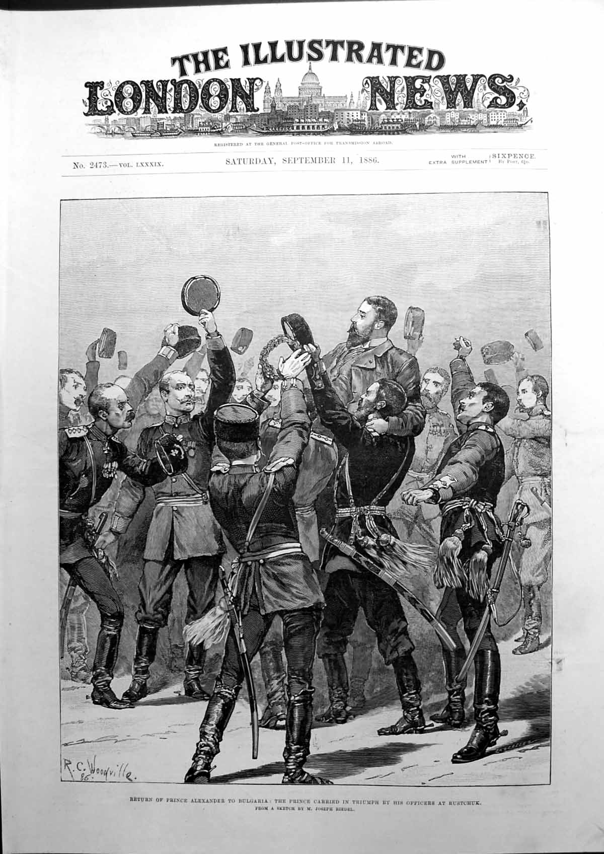 Old Print Return Prince Alexander To Bulgaria Arrival At Rustchuk 1886 19th