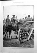 Old Print Return Prince Alexander To Bulgaria Drill-Ground Rustchuk 1886 19th