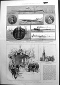Old Antique Print The Prince And Princess Wales In Denmark Submarine 1885 19th