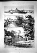 Antique Print Sketches GCoast River Prah Forest Assin Palace King Ashanti
