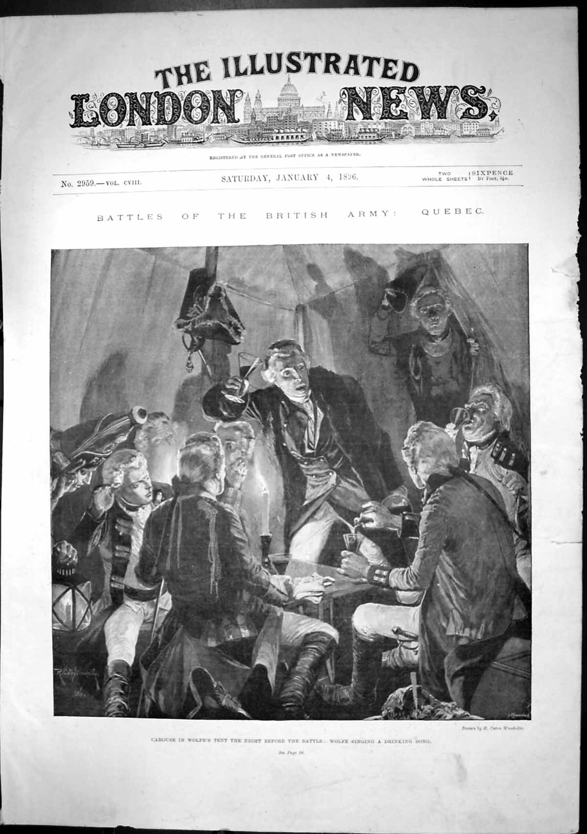 Old Battle Quebec Carouse Wolfes Tent Night Before Battle Singing 189 Victorian