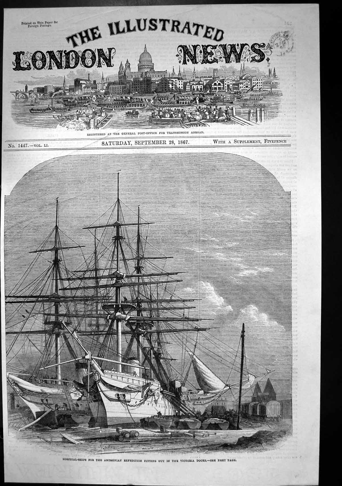 Old Hospital Ships Abyssinian Expedition Fitting Out Victoria Docks 18th