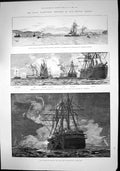 Old Print Hms Hercules Berehaven Admiral G Tryons Squadron Fitzroys 1888 19th