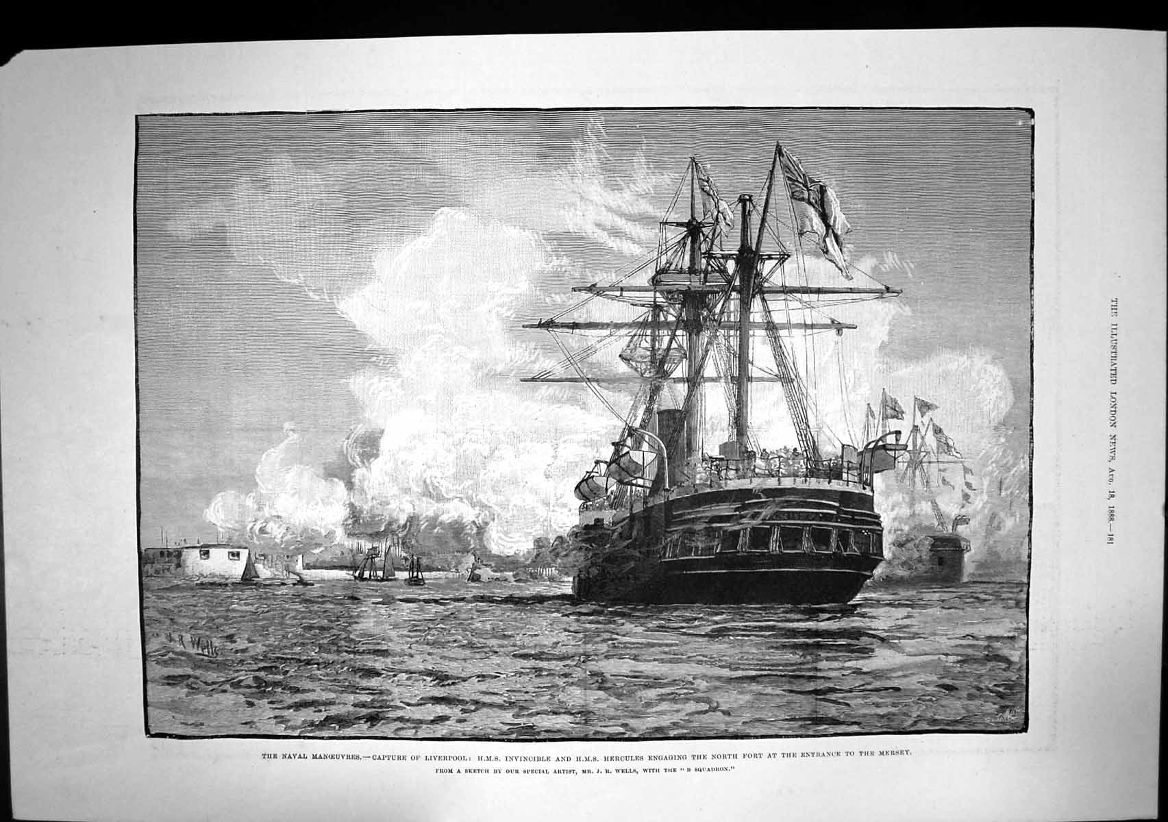 Old Capture Liverpool Hms Invincible Hms Hercules Entrance Mersey 188 Victorian