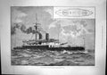 Original Old Antique Print Hms Benbow Twin Screw Armour Plated Ship 1886 19th