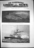 Antique Print Grand Naval Review Hms Anson Gun Drill Repelling Attack 1889 19th