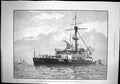 Antique Old Print Hms Trafalgar Steel Armoured Twin Screw Turret Ship 1890 19th