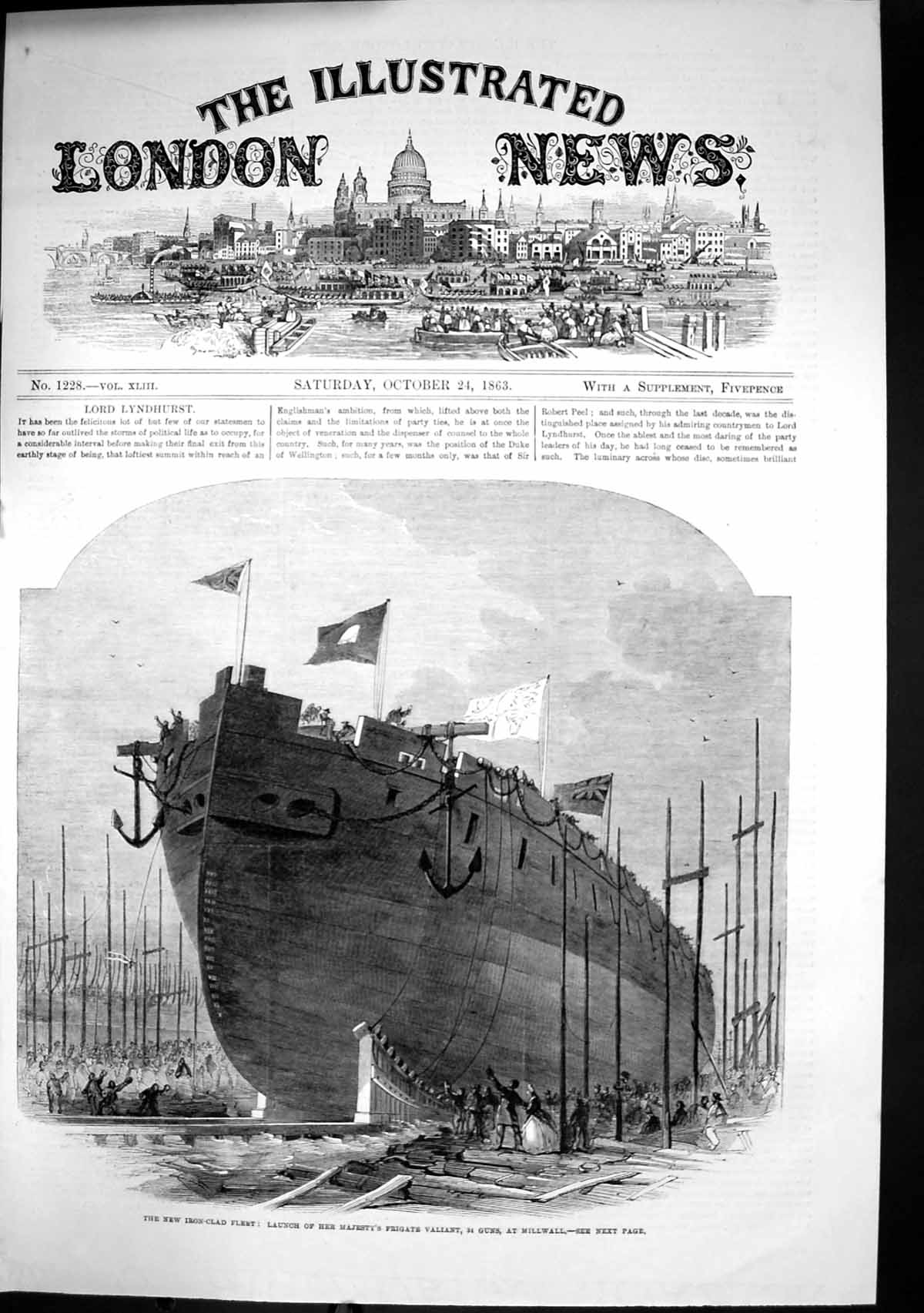 Old New Iron Clad Fleet Launch Hm Frigate Valiant 34 Guns Millwall 18