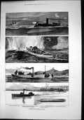 Antique Old Print Torpedo Warfare Launch Laying Submarine Mines Harbour 1877
