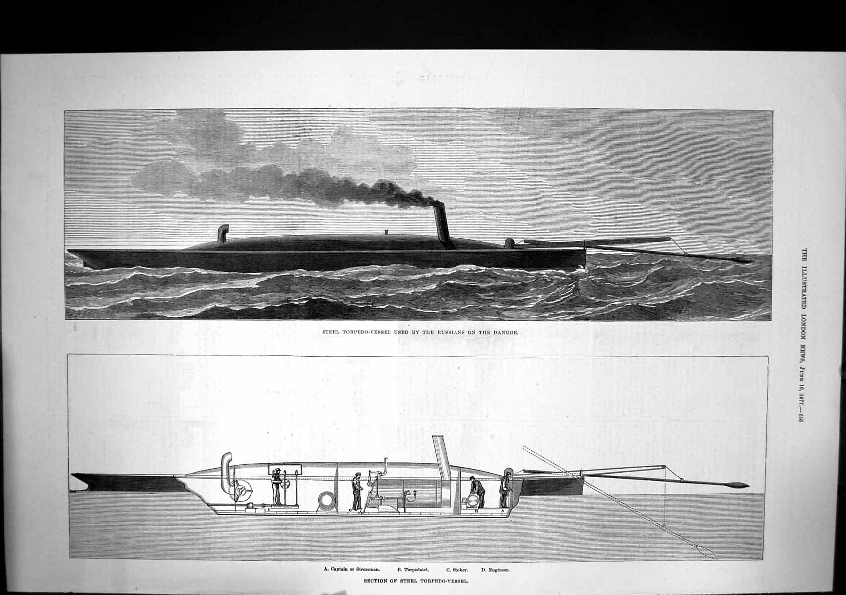 Old Steel Torpedo Vessel Used Russians Danube Steerman Torpedoist 187 Victorian