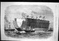 Original Old Antique Print Launch Bermuda Floating Dock North Woolwich 1868