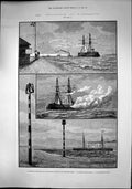 Old Hms Inflexible Portsmouth Gunnery Experiments Measured Mile 1881 Victorian