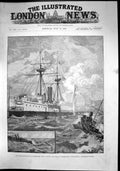 Old Print Naval Manoeuvres Portsmouth Hms Colossus Attacked Torpedo 1886 19th