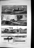 Old Torpedo Warfare Outrigged Torpedo Pinnace Attacking Ironclad1877 Victorian