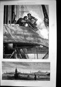 Old Antique Print Maidens Tower Constantinople Gen Horn Gatling Gun 1878 19th