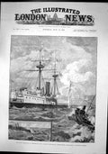 Antique Print Hms Colossus Attacked Torpedo Boats Discharging Torpedo 1886 19th