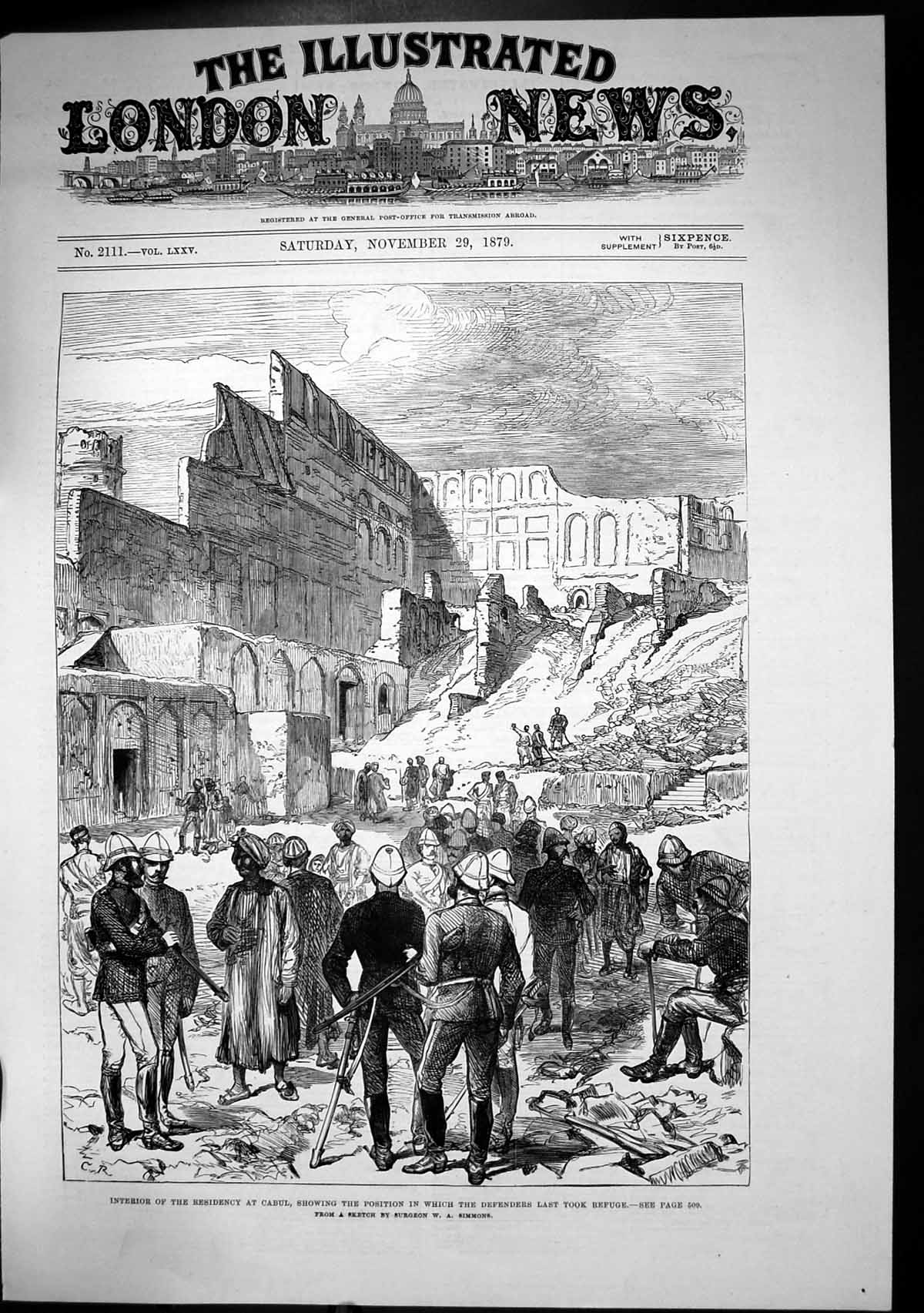 Old Interior Residency Cabul Showing Defenders Last Took Refuge 1879 Victorian