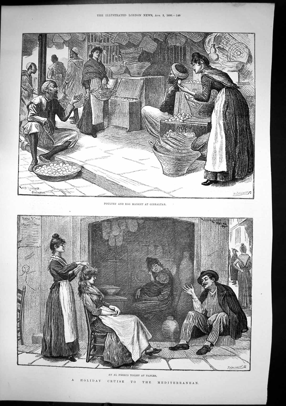 Old Cruise Mediterranean Al Fresco Toilet Naples Market Gibraltar 189 Victorian