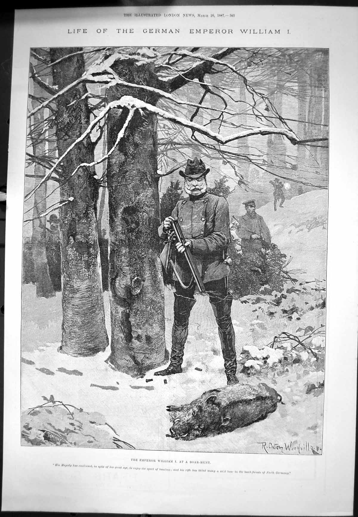 Old German Emperor William I Boar Hunt Beech Forest Rc Woodville 1887 Victorian