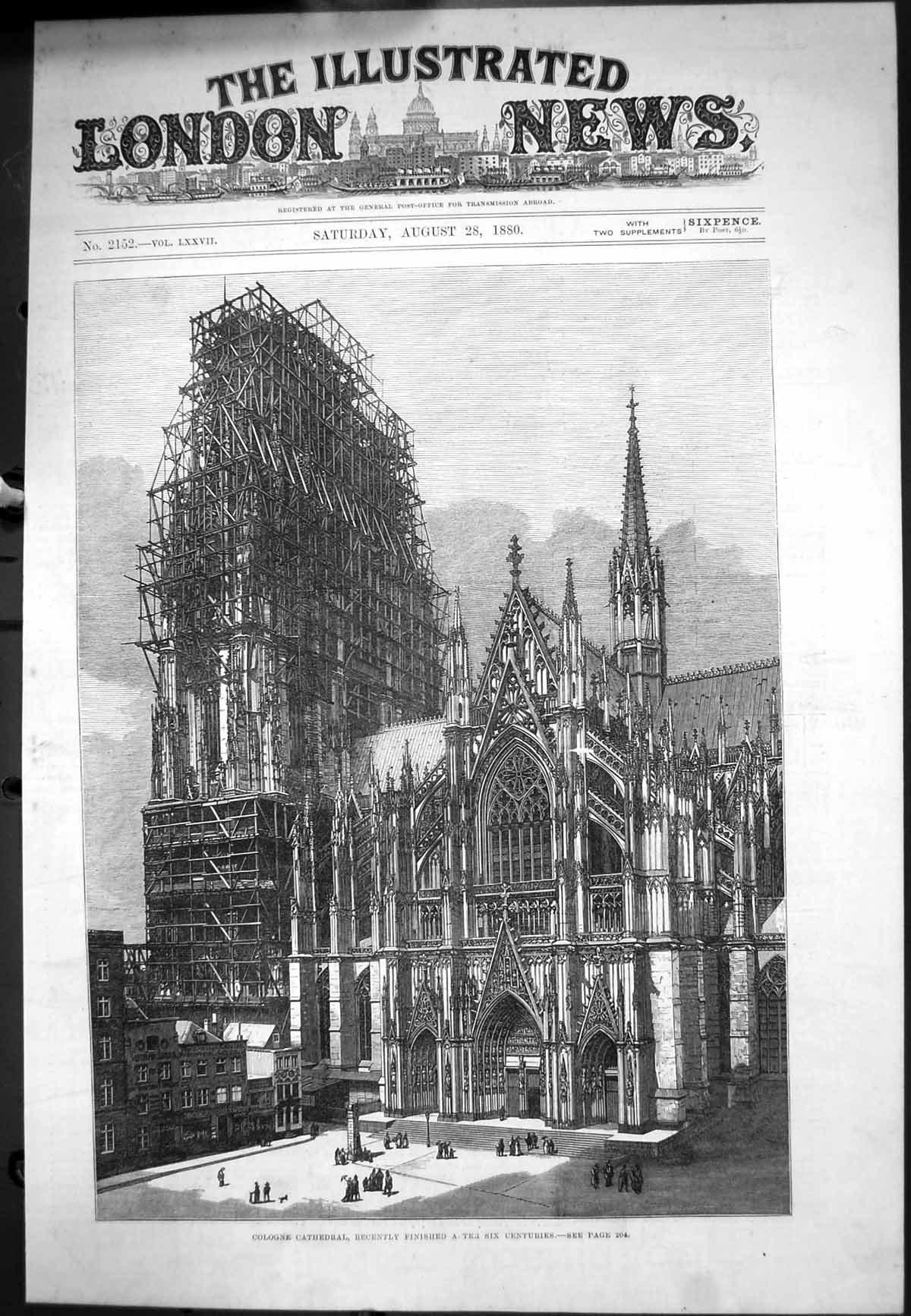 Antique Print Cologne Cathedral Recently Finished After Six Centuries 1880 19th