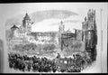 Original Old Antique Print Konigsberg Parade Horses Carriage Large Crowds 1861