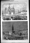 Antique Print Coronation King Queen Prussia Entry Berlin Arch Dantzic 1861 19th