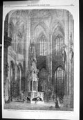 Original Old Antique Print Interior Church St Lawrence Nuremberg S Read 1859