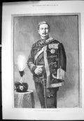 Old Antique Print New German Emperor William 11 King Prussia Uniform 1888