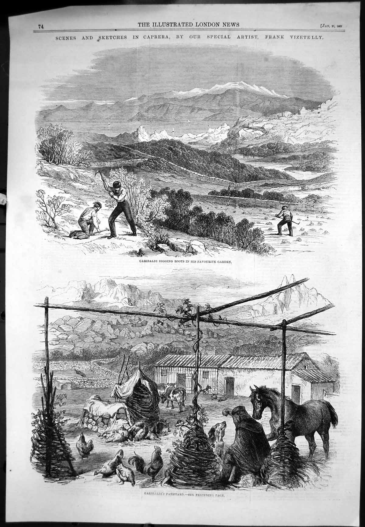 Old Caprera Garibaldi Digging Garden Farmyard Animals F Vizetelly 186 Victorian