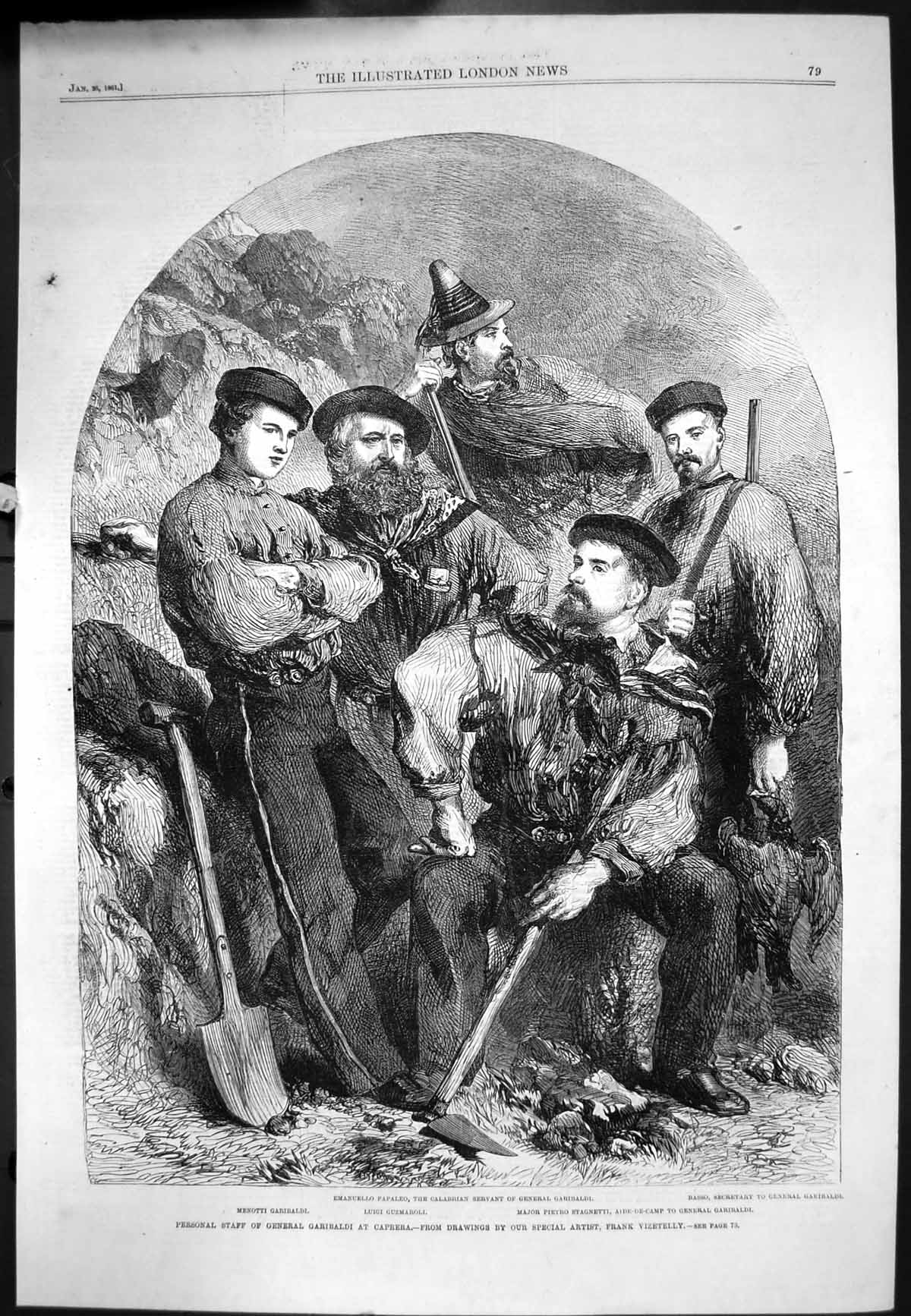 Old Personal Staff Gen Garibaldi Caprera Basso Papaleo Stagnetti 1861 Victorian
