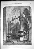 Original Old Antique Print Milan Cathedral Interior Painted Samuel Read 1857