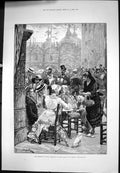 Old Antique Print Tourist Venice Band Piazzo St Marks R C Woodville 1881 19th