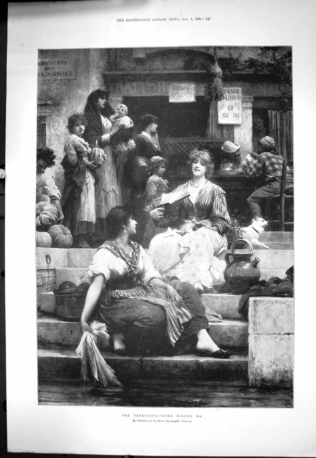 Old Venetians Luke Fildes Women Children Steps Fan Playing Cards 1896 Victorian