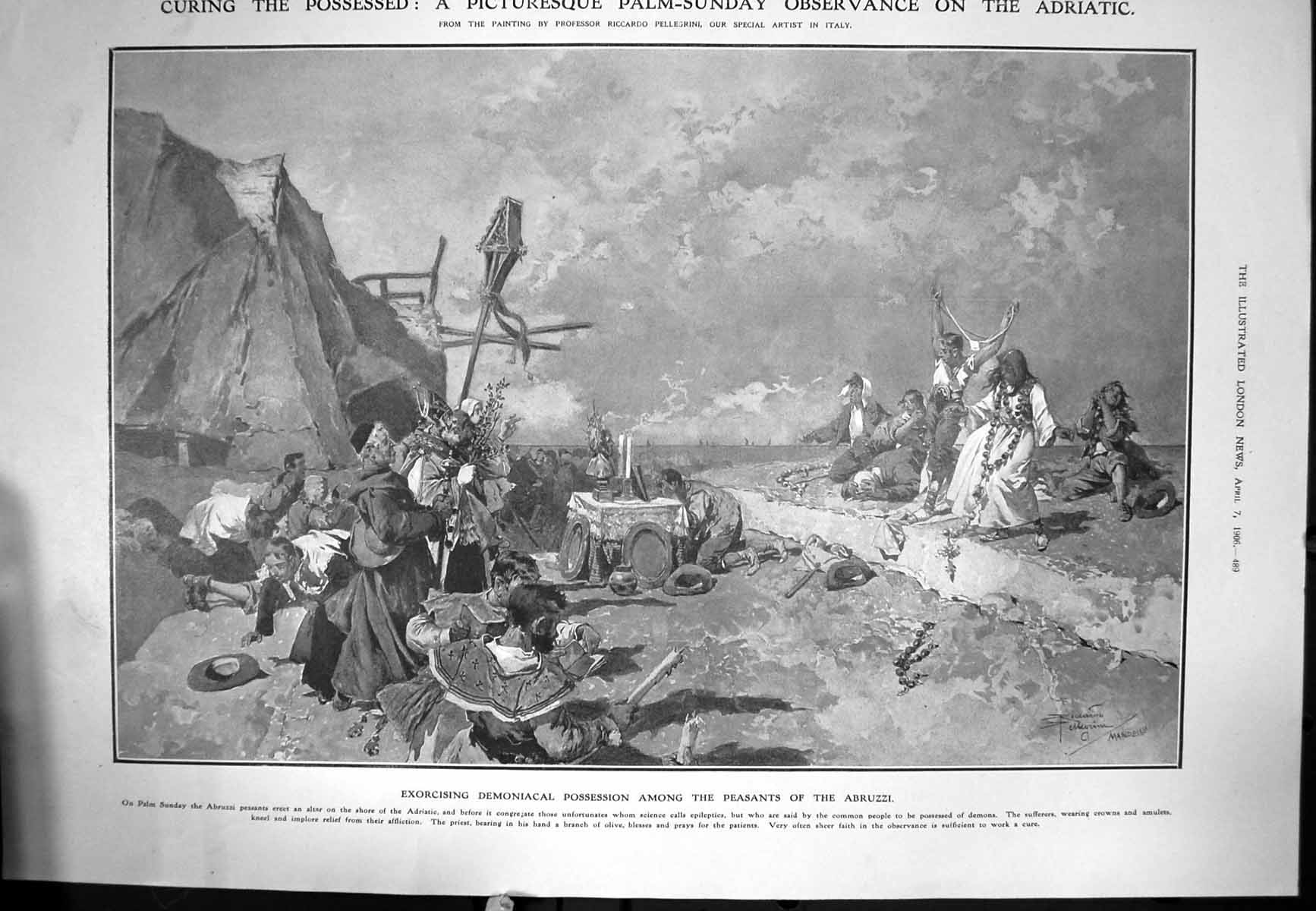 Antique Print Exorcising Demoniacal Possession Among Peasants Abruzzi 1906 20th
