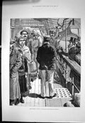 Old Print Cholera Egypt Quarantine Examination Brindisi Aboard Ship 1883 19th
