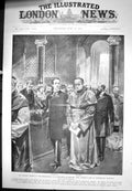 Old Print King Alfonso Visit Westminster Cathedral Archbishop Bourne 1905 20th