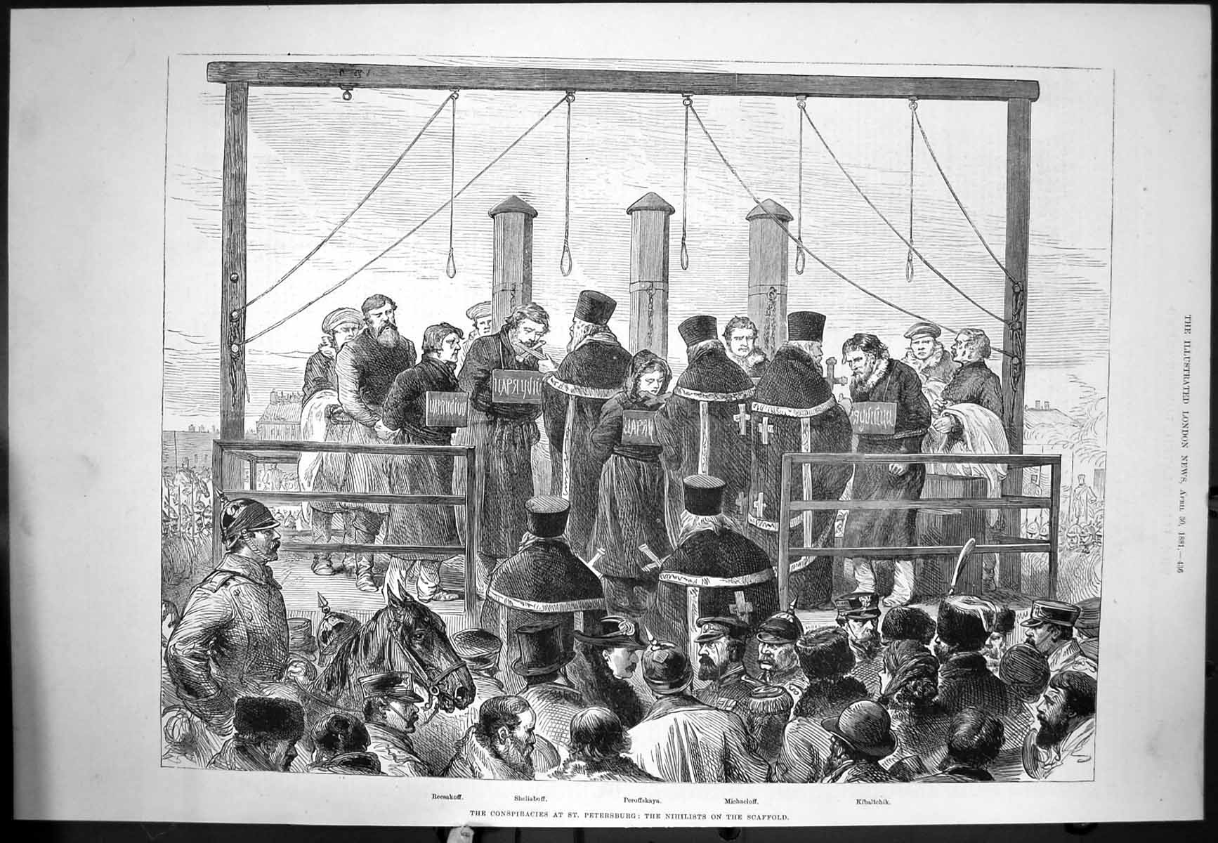 Antique Print Conspiracies St Petersburg Nihilists ScaffMichaelf Reesakf188