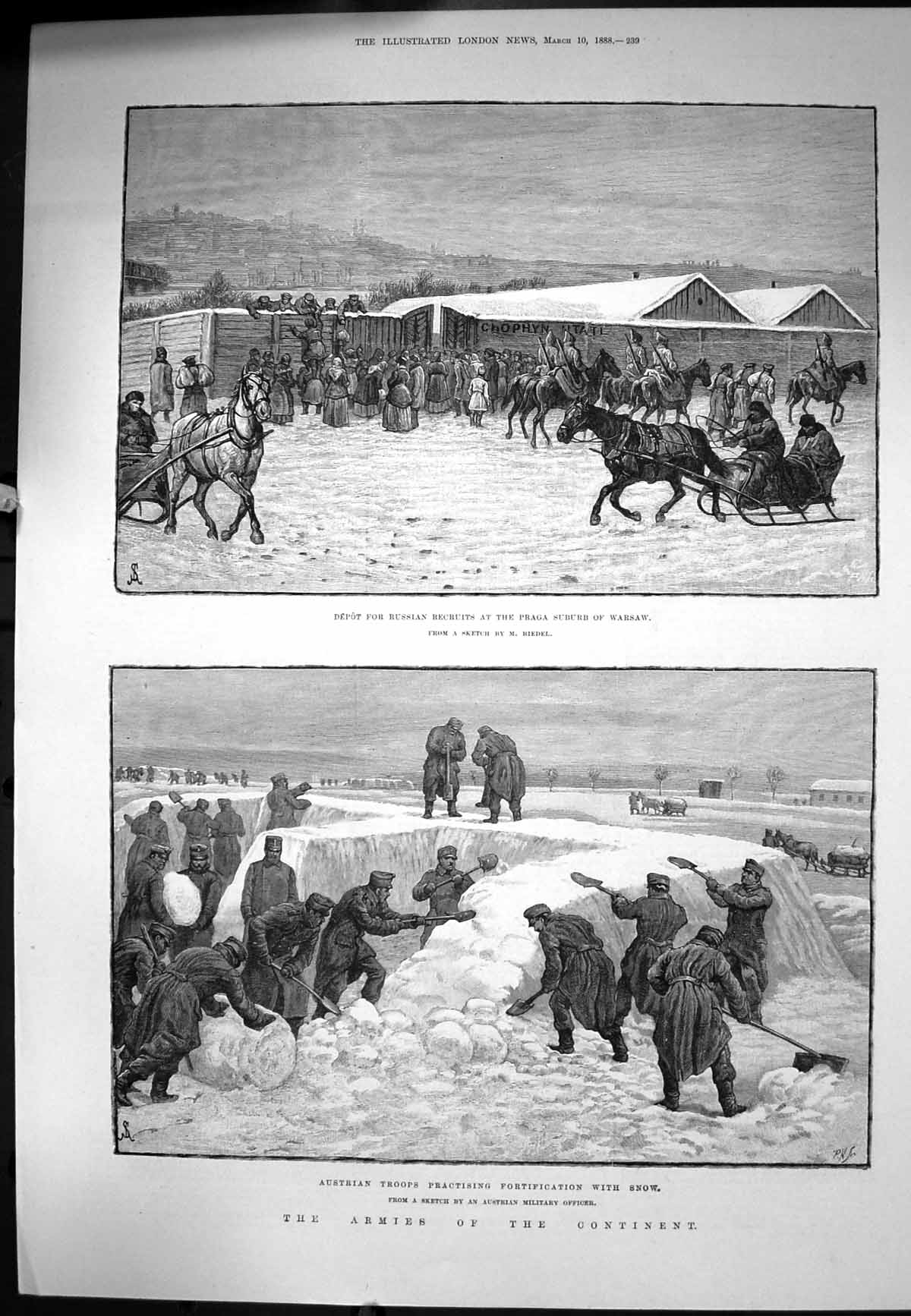 Antique Print Depot Russian Recruits Praga Warsaw Austrian Troops Snow 1888