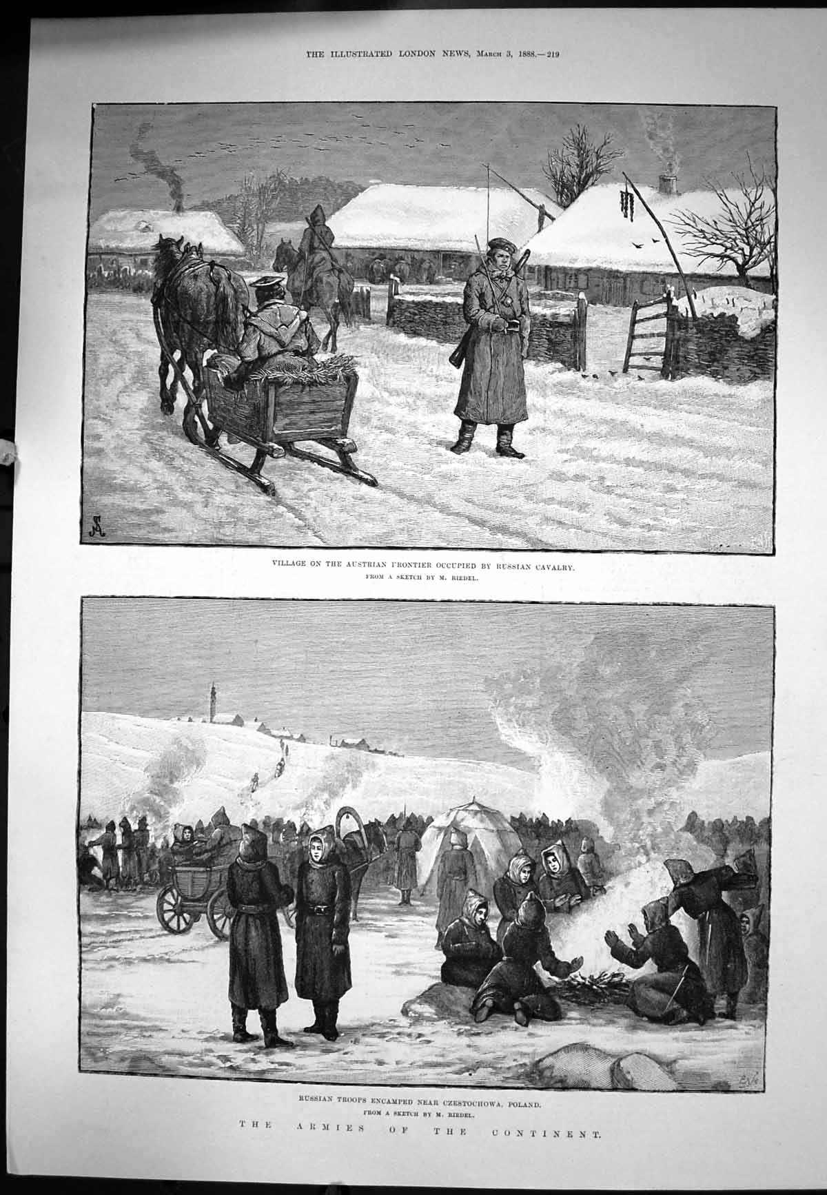 Old Village Austria Occupied Russian Cavalry Russian Troops Poland 18 19th