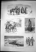 Old Print Russian Staff Ficer Vistula Infantry New Uniform Redoubts 1888 19th