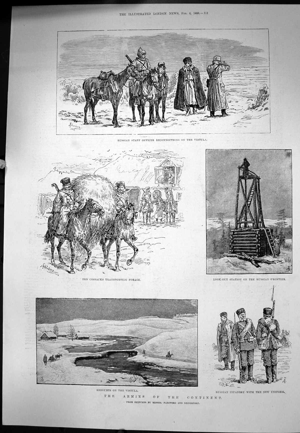 Old Print Russian Staff Ficer Vistula Infantry New Uniform Redoubts 1888 19th
