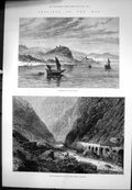 Antique Old Print War Tuldscha Danube Vladykavkaz Road Russian Caucasus 1877