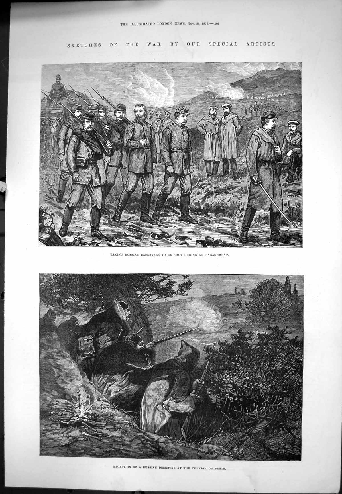 Old War Russian Deserters Shot During Engagement Turkish Outpost 1877 Victorian