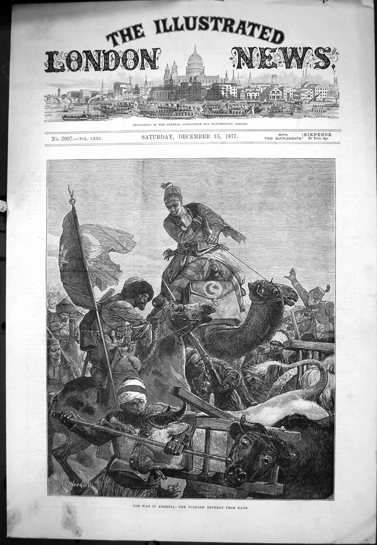 Original Old Antique Print War Armenia Turkish Retreat From Kars 1877 Victorian