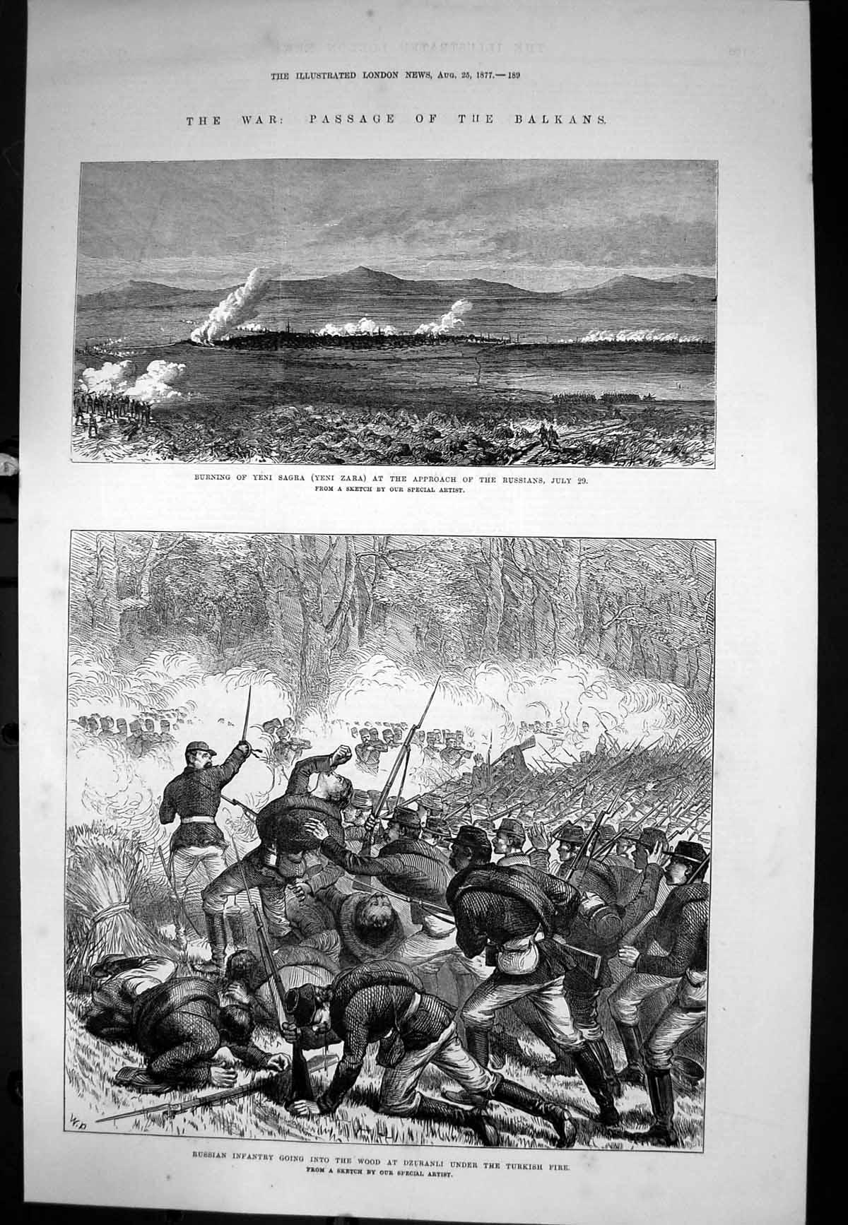 Old War Passage Balkans Russian Infantry Wood Dzuranli Yeni Zara 1877 Victorian